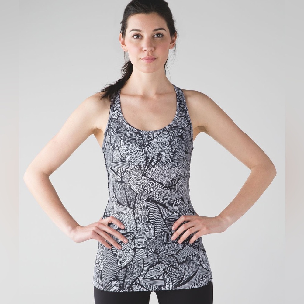 Lululemon Cool Racerback Dottie Tribe White Black Size 6